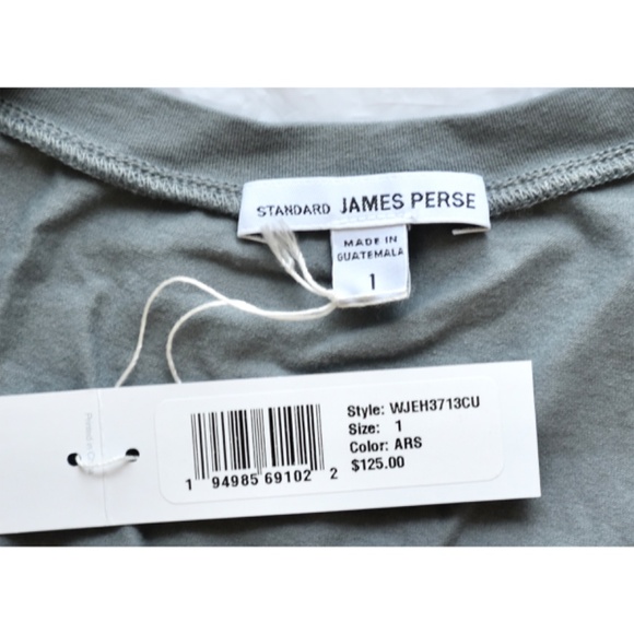 JAMES PERSE WOMEN NWT V-NECK DROP SHOULDER L/S COTTON ARSENIC TOP. SIZE 1 (S) - Picture 9 of 11